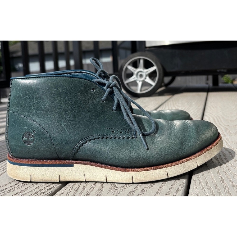 Timberland Men's‎ Chukka Boots Blue Leather Casual Ankle A155J Size 7